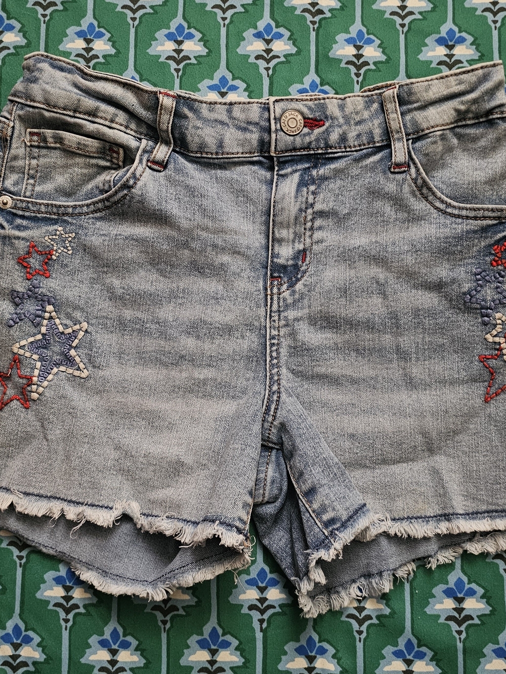 Cat & Jack Light Wash Denim Shorts with Star Embroidery